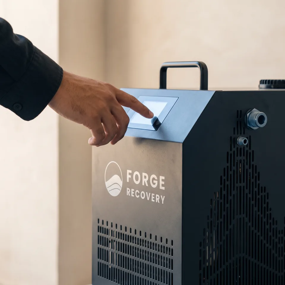 Forge Recovery cold plunge system, delivered and set up in a UAE home